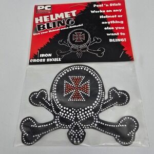PC Racing Helmet Bling Iron CrossBone Helmet bling sticker 5.5" NIB